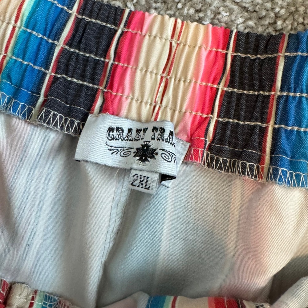 Western Boho Serape Striped Crazy Train Jogger Pants Multicolor 2XL - Picture 2 of 4